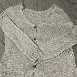 Hippie Rose Light Gray Button-Up Cardigan